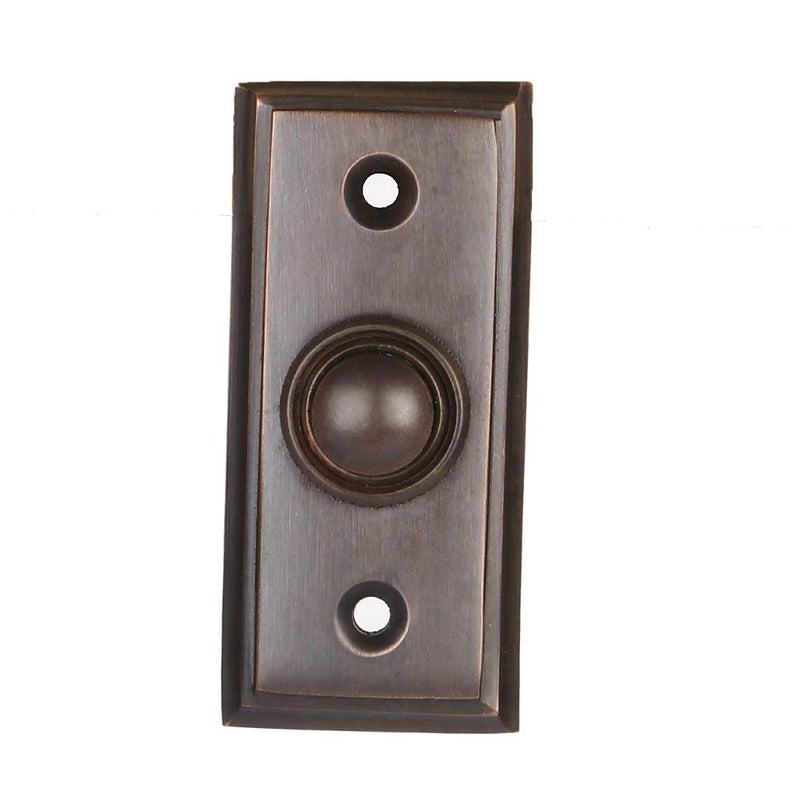 A29 Oil Rubbed Bronze Antique Doorbell Button â€“ 2 1/2" x 1 1/7" â€“ Brass Decorative Design with Recess Mount, Wired for Standard Two-Wire Chimes, Weather Resistant, Easy DIY Installation - Image 1
